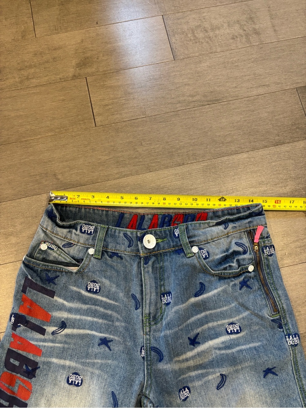 Women's Blue Embroidered Denim Shorts - Picture 12 of 15